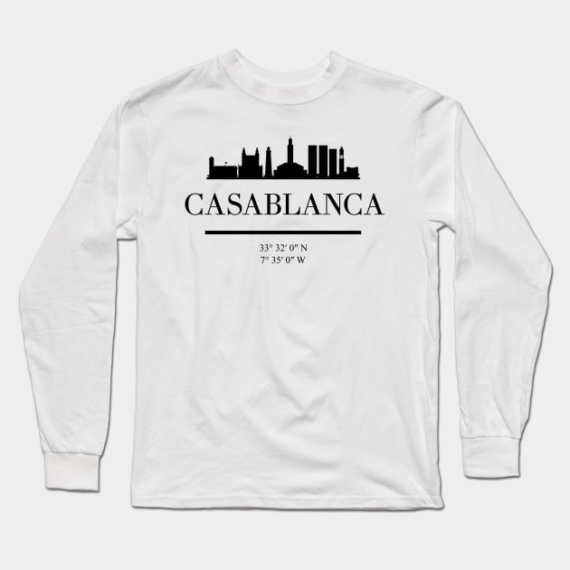 CASABLANCA MOROCCO BLACK SILHOUETTE SKYLINE ART